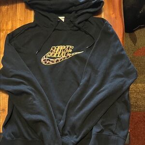 Nike Black Hoodie with Leopard Print Logo